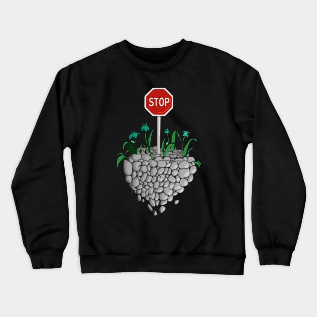 Solitary Stone Stop Crewneck Sweatshirt by Chrononimbus